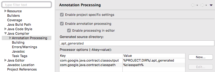 Project &gt; Properties &gt; Java Compiler &gt; Annotation Processing